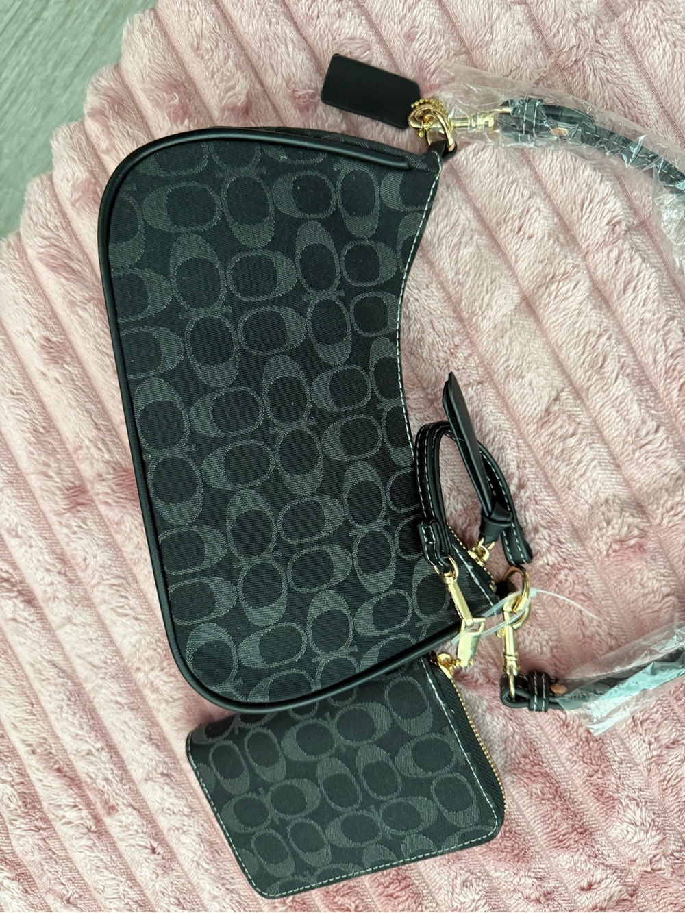 Coach Black Signature Canvas Crossbody with Coin Pouch